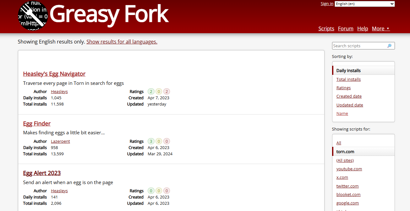 Script gallery screenshot